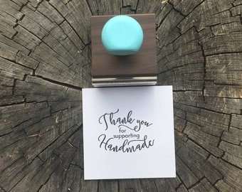 Thank you Stamp, Handmade Thank You, Small business, Robins Egg Blue, Blue Handle, Rubberstamp, Stationary Stamp, Rubber Stamp