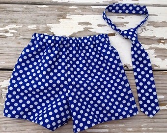 Cake Smash Outfit Boy, 1st Birthday Boy Outfit, Blue Polka Dot Cake Smash Outfit, Baby Boy Shorts, Baby Boxer Shorts, Boys Polka Dot Tie
