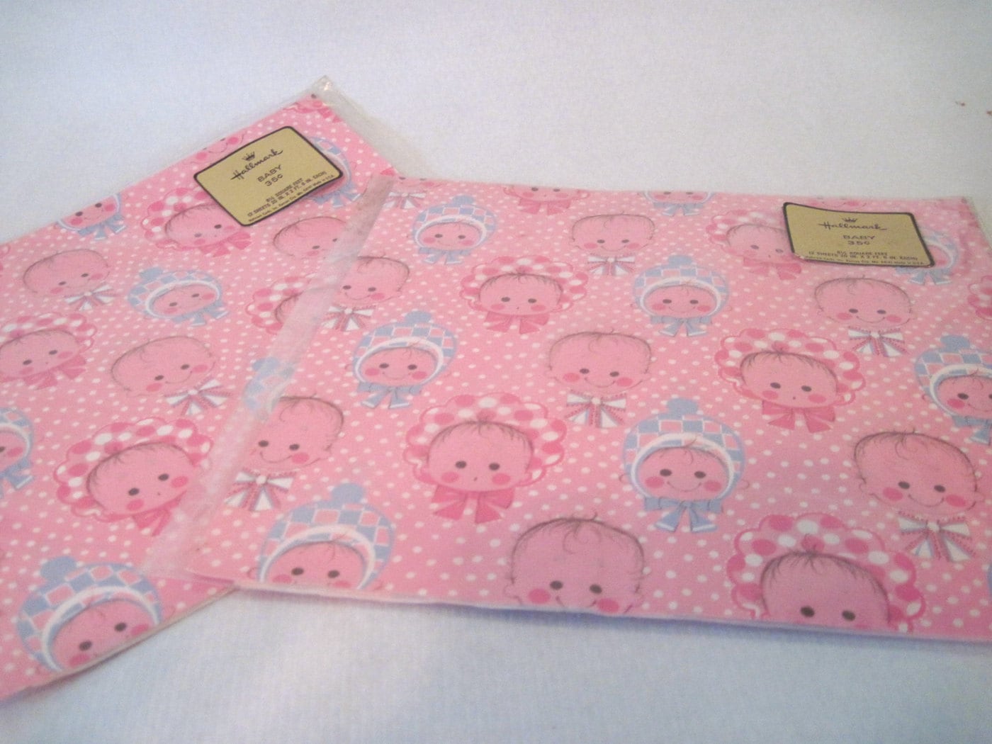 oh, baby! vintage 1970s pink & blue HALLMARK wrapping paper 2 pks