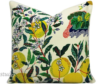 Schumacher Pillow Cover - Citrus Garden - Josef Frank - 20X20 - throw pillow - toss pillow - floral pillow - linen - made to order