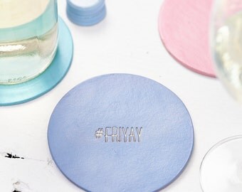 Personalised Hashtag Leather Coaster