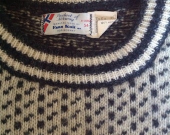 Vintage Product of Norway Fana Knit Men's Wool Sweater XL 54