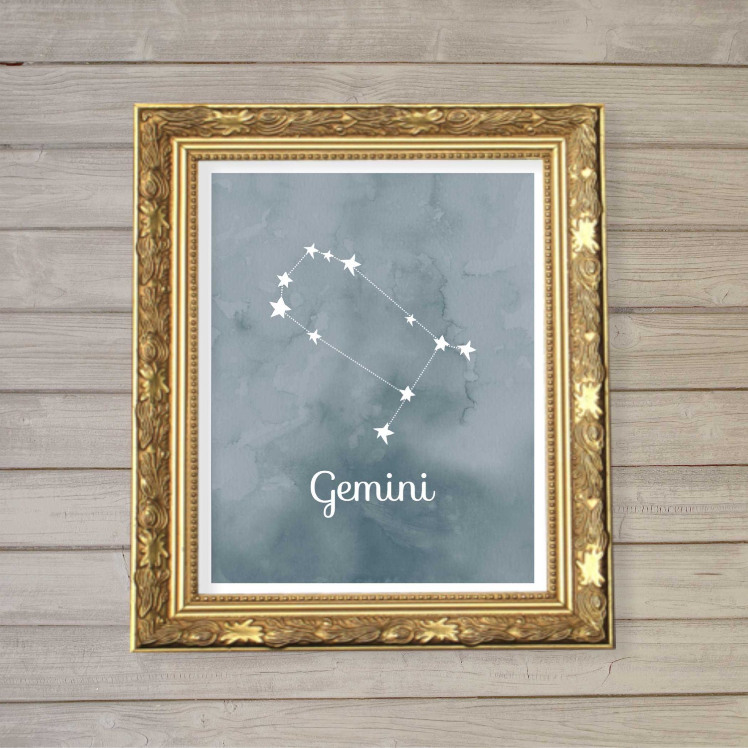 Gemini Zodiac Constellation Wall Art Printable 8x10 Instant