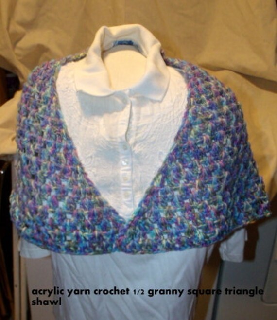 Crochet HalfGranny Square Triangle Shawl Wrap SHW09