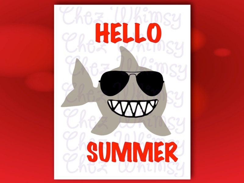 Shark SVG Summer Shark with Sunglasses Cutting Files Vinyl