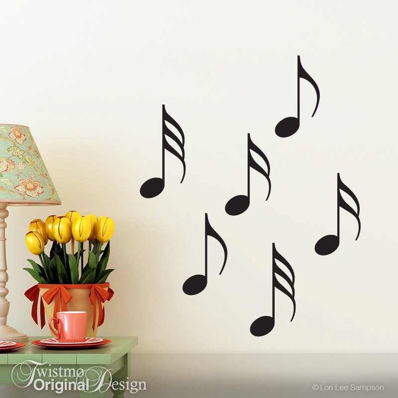 Wall Decal Music Notes Six Musical Notes Decals Laptop by Twistmo