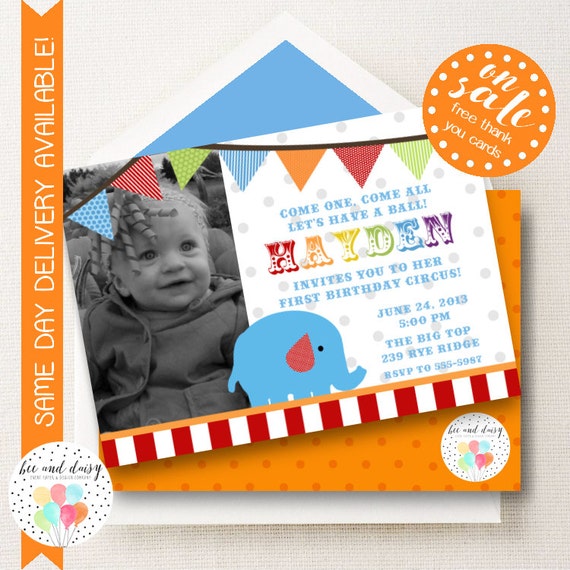Circus Invitation, Circus Birthday Invitation, Circus Party, Circus First Birthday, Circus Invite, Circus Elephant Invitation Il_570xn
