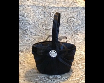 wedding flower girl basket black color custom made
