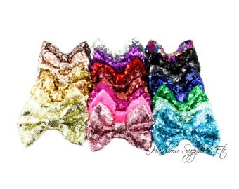 Large Sequin Bows 4 inch Bows - Bow Applique, Sequin Bow, Large Bows, Big Bows, Wholesale Bows, Sequin Bow Tie, Sequin Bow Headband