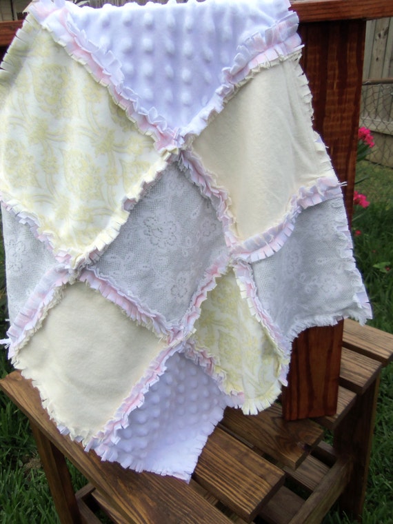 baby rag quilt lovey minky security blanket shabby chic pink baby rag quilt lovey minky security blanket shabby chic pink