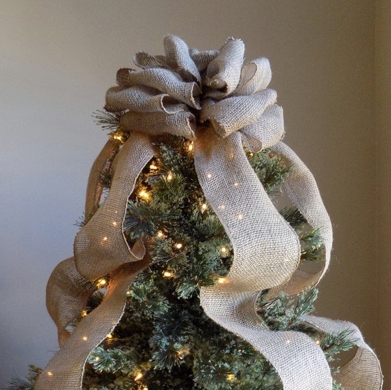 Burlap Bow Christmas Tree Topper