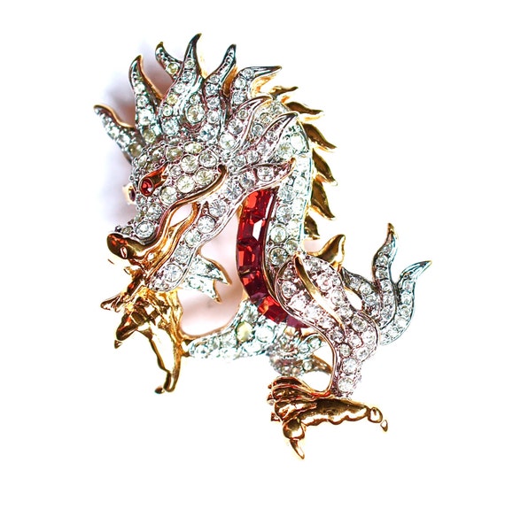 Retired Swarovski Dragon Brooch Jewelry Swan by silvermoonstars