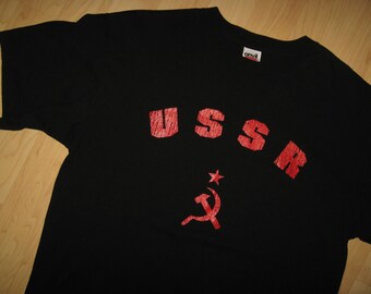 USSR Tee - Vintage 1990's Soviet Russia Hammer Sickle Russian T Shirt Large