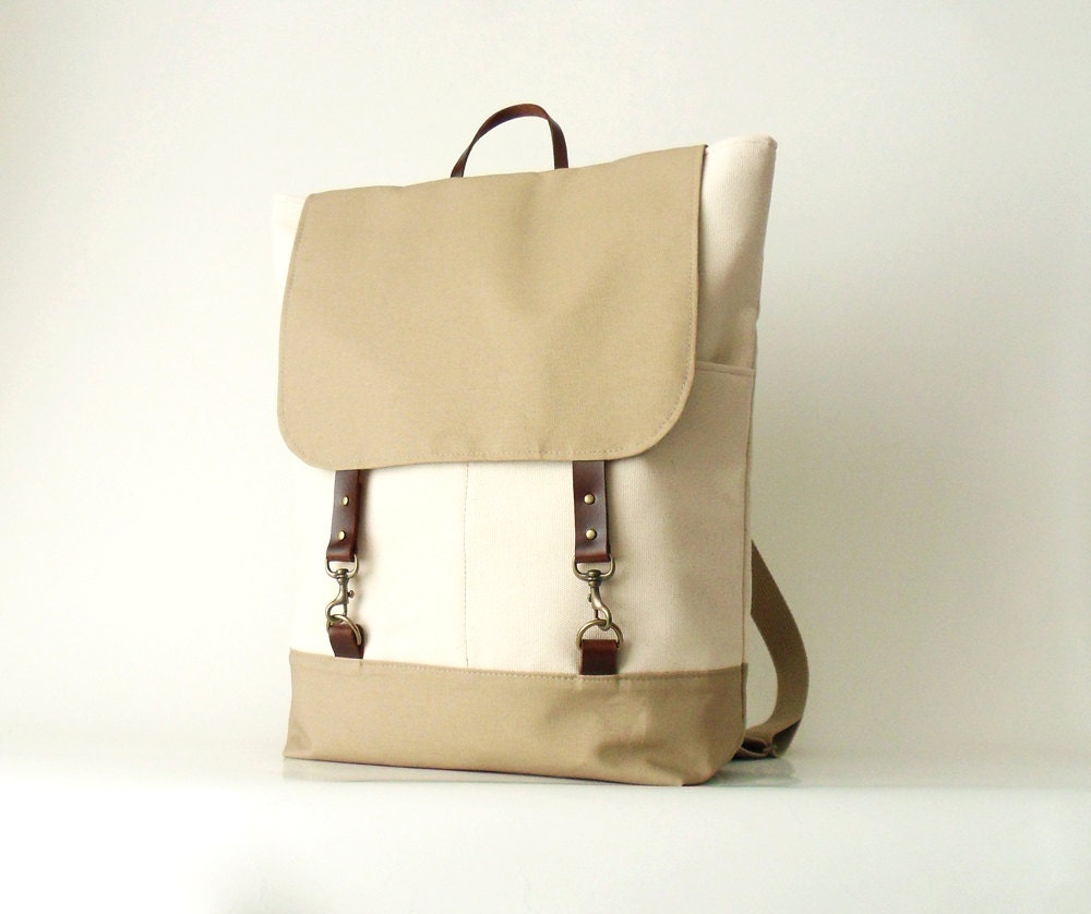 beige diaper backpack