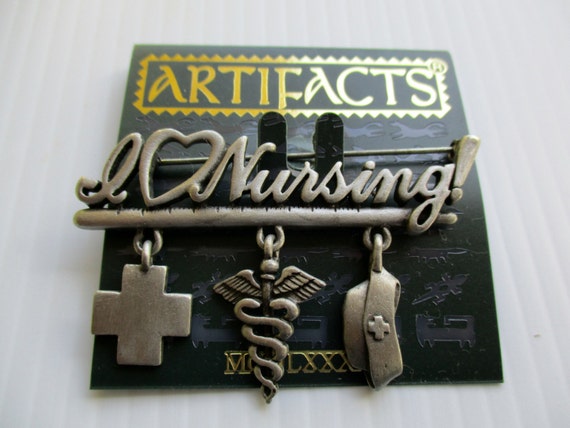 Nurse gift Vintage JJ Jonette Jewelry pin brooch Artifacts