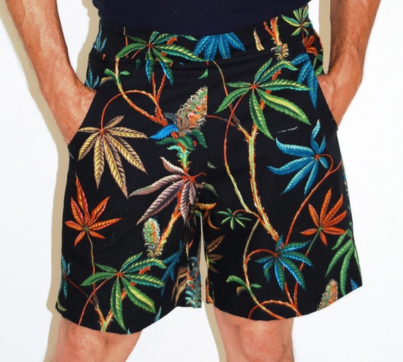 Items similar to ROJAS sativa cannabis SHORTS pot mens short black