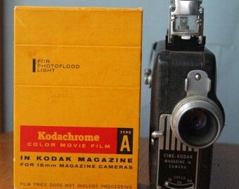 Kodak Cine-Kodak Magazine 16 Movie Camera PLUS One Kodachrome 16mm Movie Film Roll