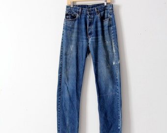 1980s Levis 501 denim jeans, vintage Levis boyfriend jeans, 32 x 36