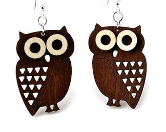 Owls - Little Hoot wood earrings
