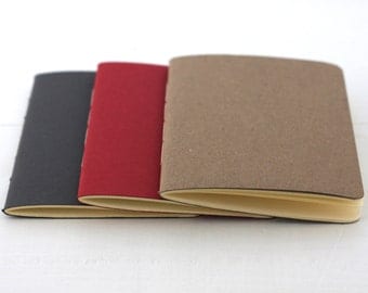 Set of 3 handbound notebooks (32 pgs) // (pocket notebook, cahier, sketchbook, notepad, blank notebook, set of books)