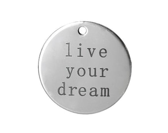 5 Live Your Dream Charms in Silver Tone - C2485