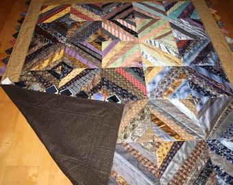 Necktie Quilt made using 40+ neckties