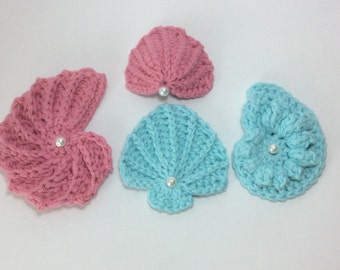 Set of 4 PDF Sea Shell Patterns,4 Seashell patterns, BUY 3 get 1 FREE,4 crochet seashell patterns, sea shell appliqué,original shell designs