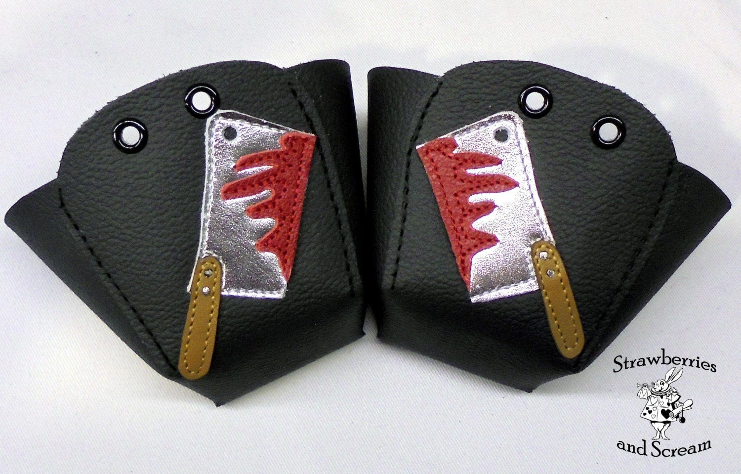Black leather Roller Derby skate toe guards with by RedRage77