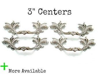 4 French Provincial Drawer Handles - Custom Dresser Pulls 3" centers