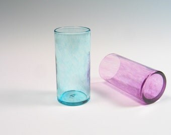Hand Blown Glass Tumbler, Sea Glass Blue , Glassware, Water Glasses