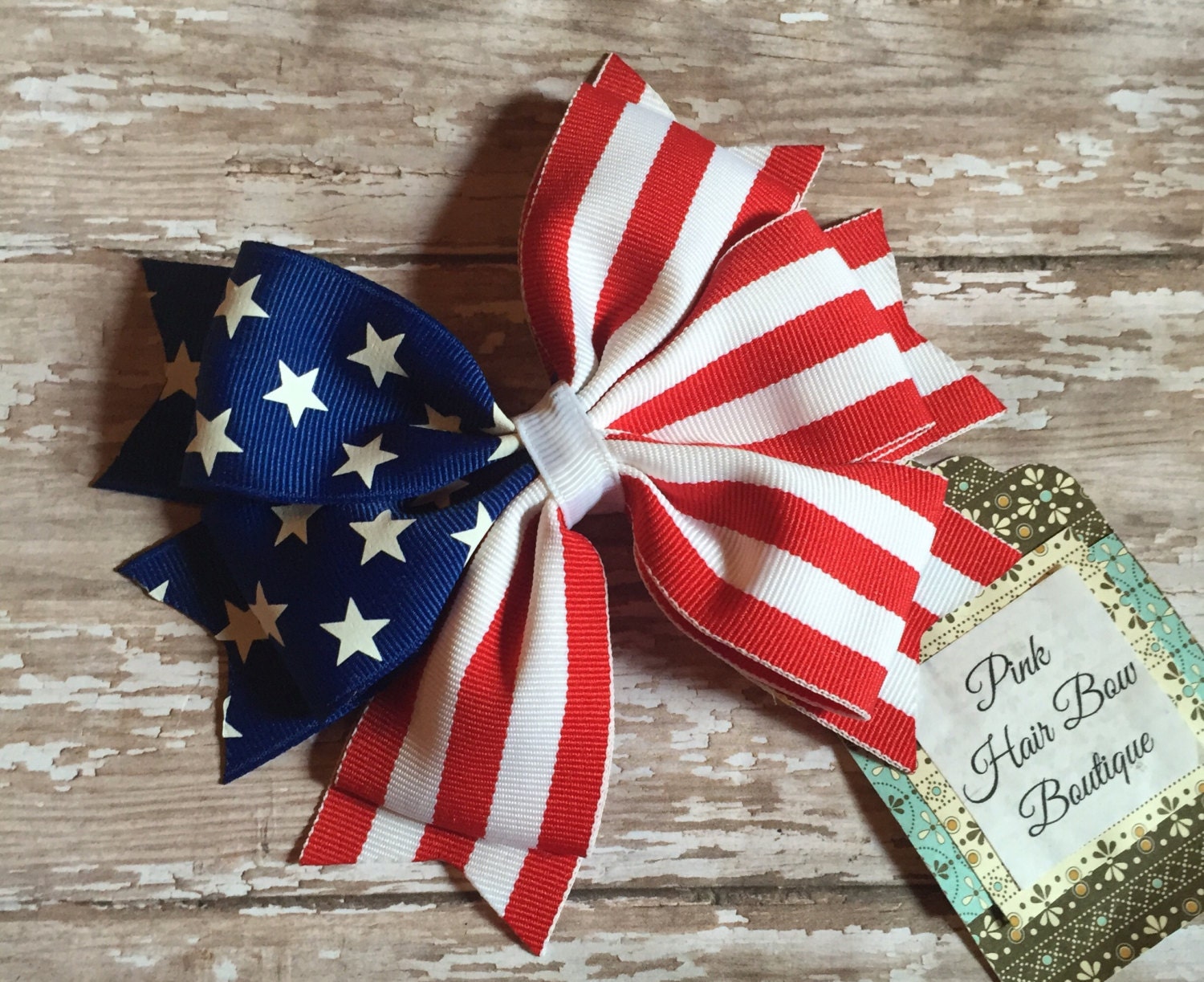 4th of July hair bow patriotic hair bow Stars and Stripes