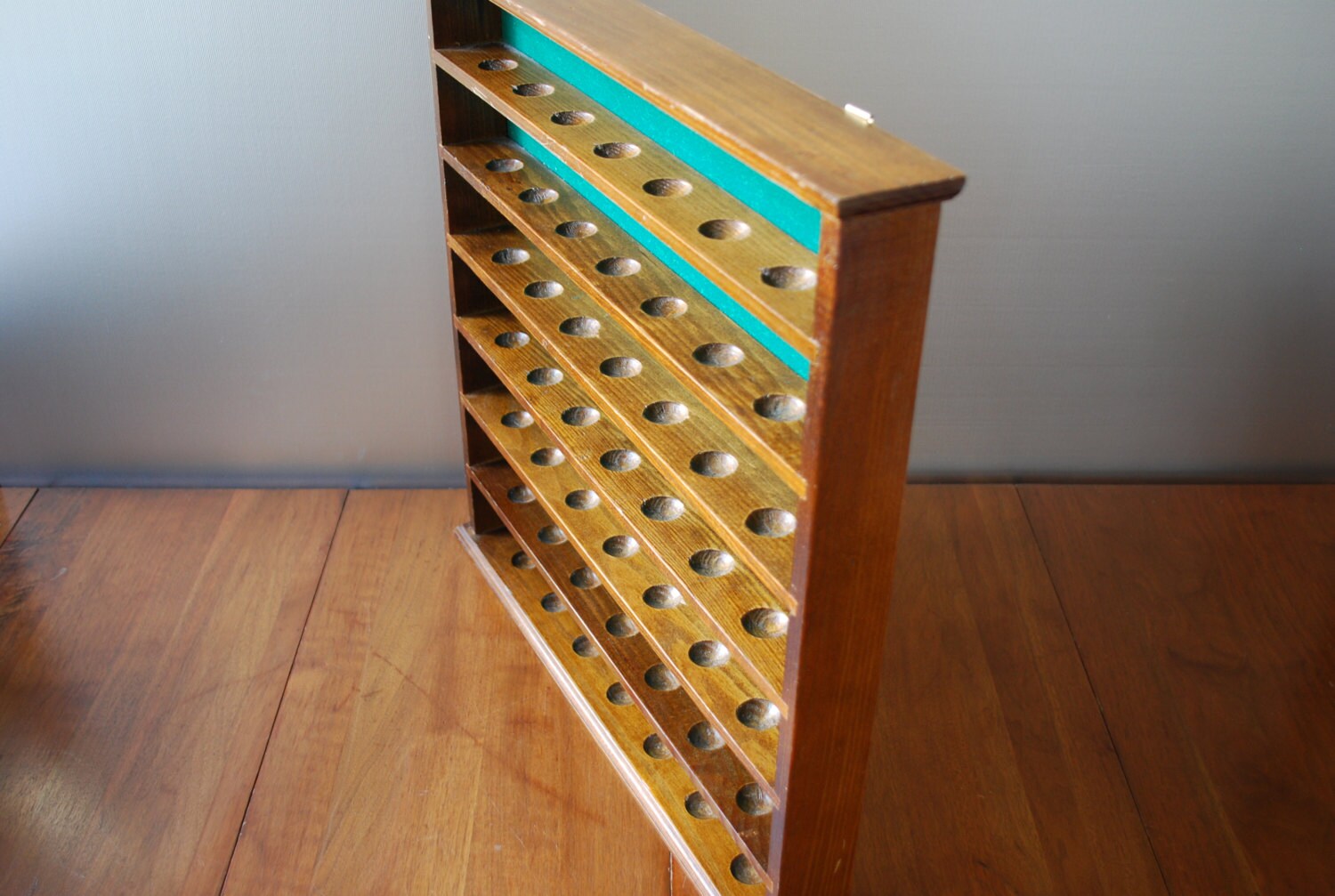 vintage solid wood golf ball display shelf pine trophy