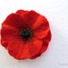 Remembrance Day Poppy. Red Poppy. Felted wool flower brooch pin corsage flower felt poppy, scarlet red and black.
