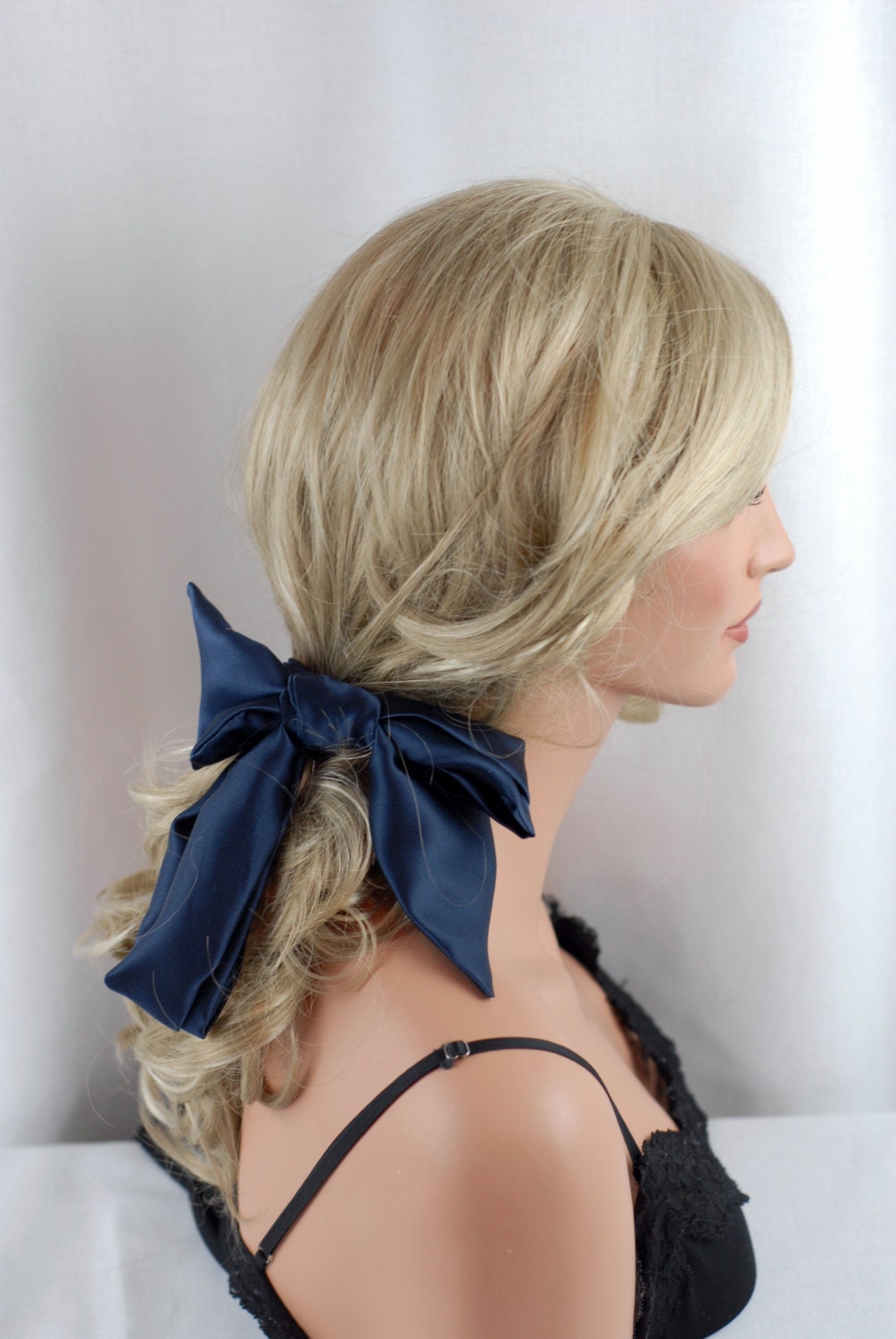 100 Pure Silk Navy Blue Headband Size 44 x 2.75