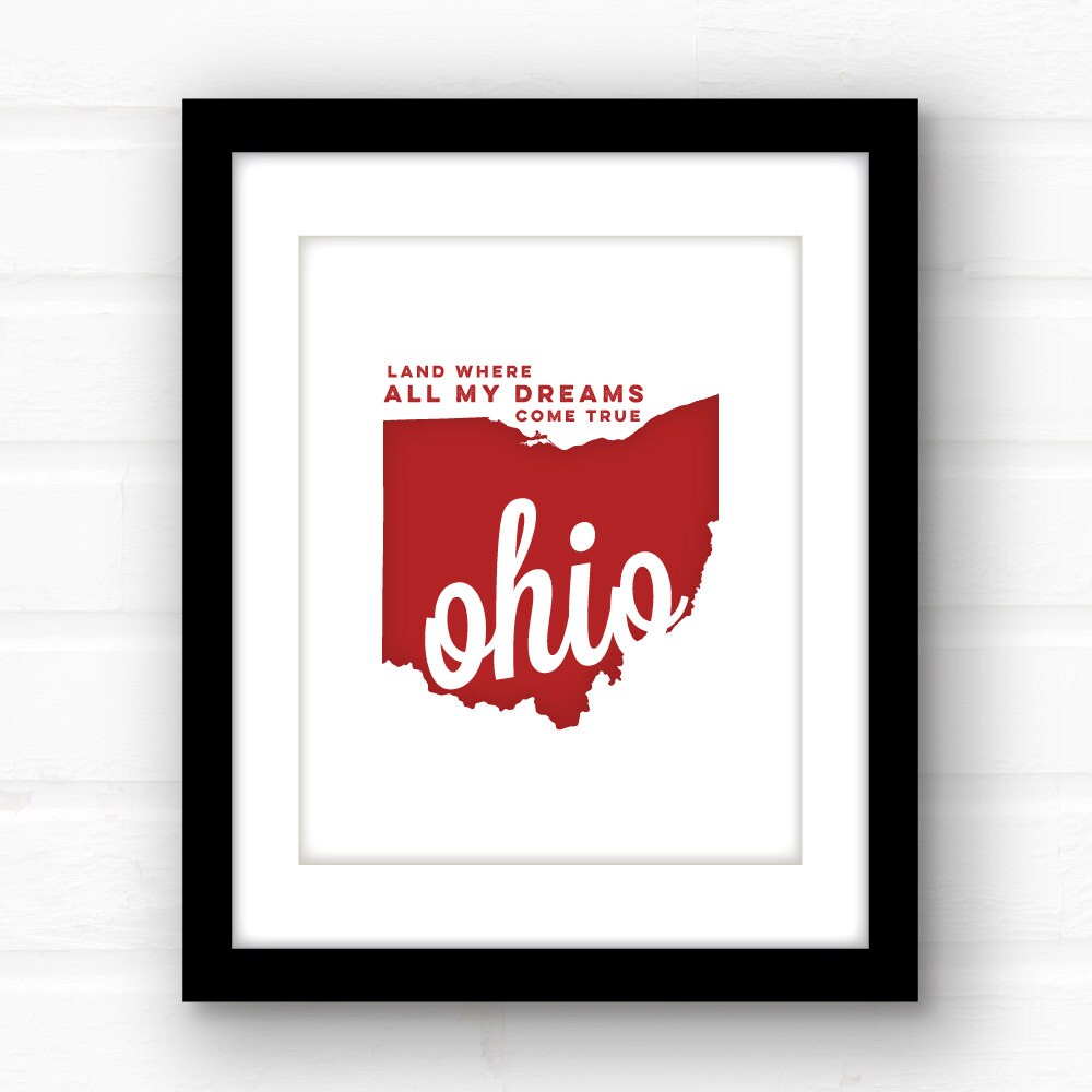 Ohio state decor Ohio state wall art Ohio art Ohio print