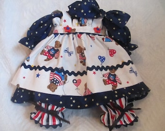 Handmade 4 pc Americana Raggedy Ann Dress for a 18-20'' Doll