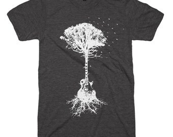Guitar Tree T Shirt Music Man Tshirt Gifts For Guitar Players Camping Tshirts Outdoors Music Tees Mens Tshirts Guitar T Shirt Gifts For Him