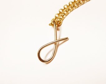 Letter J Necklace, Gold Initial Necklace, Cursive Letter Necklace, 14k Gold Filled Letter, Initial Necklace, Custom Personalized Charm, Gift