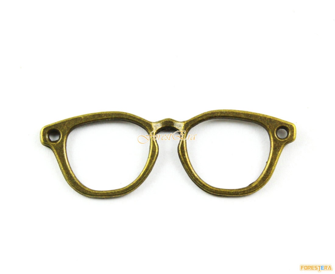 30Pcs Antique Brass Glasses Charm Glasses Pendant 55x19mm