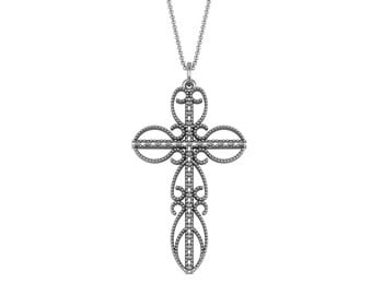 Diamond Fleur de Lis Cross Pendant by PeterKDesignsJewelry on Etsy