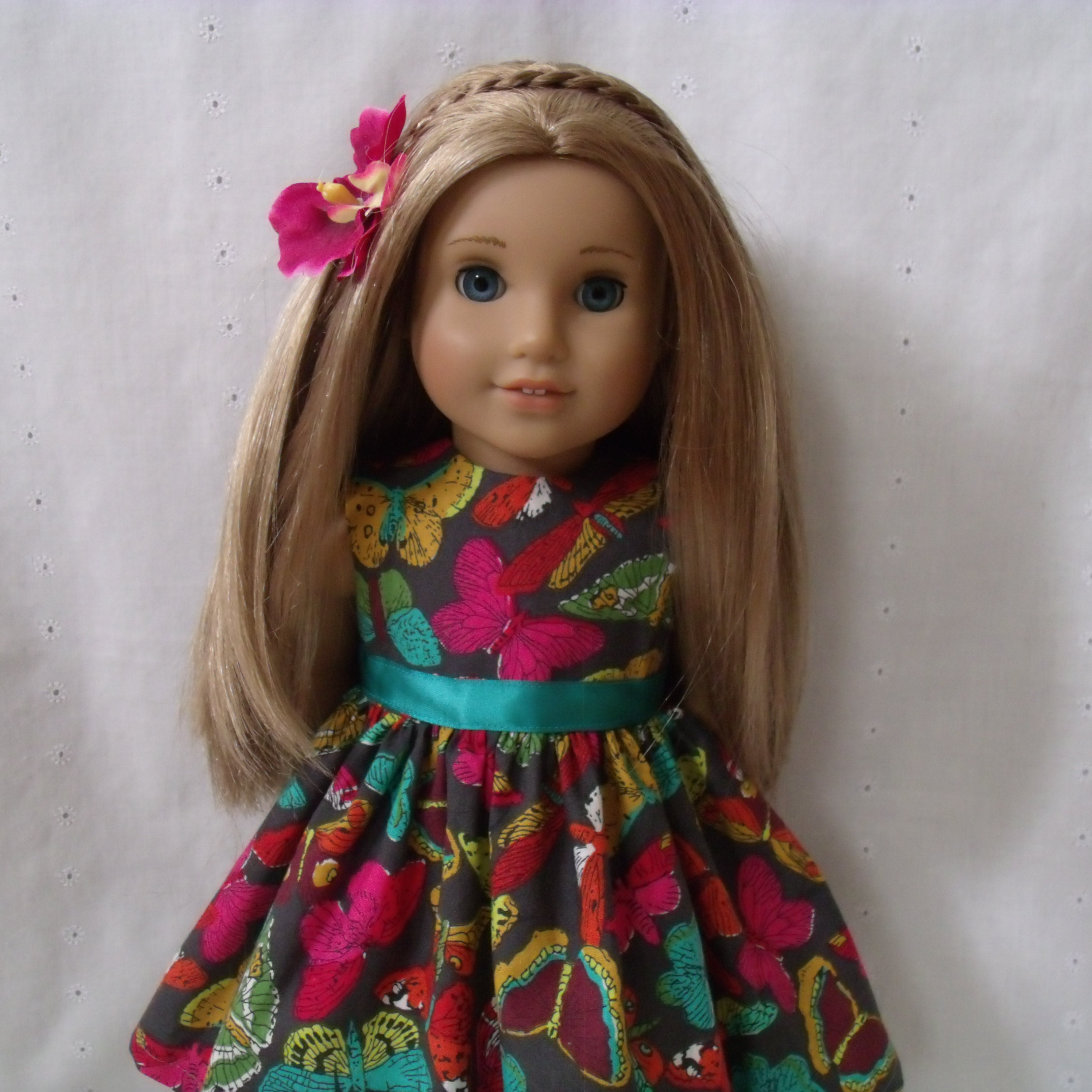 18 Inch Doll-American Girl drop waist ruffle dress: Eiffel