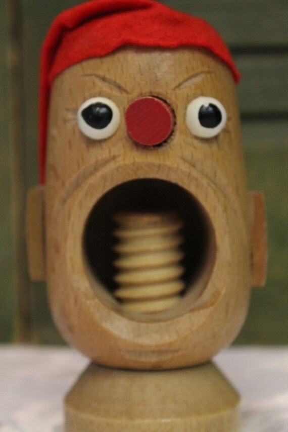 Vintage Antique Wooden Screw Nutcracker Made In Japan