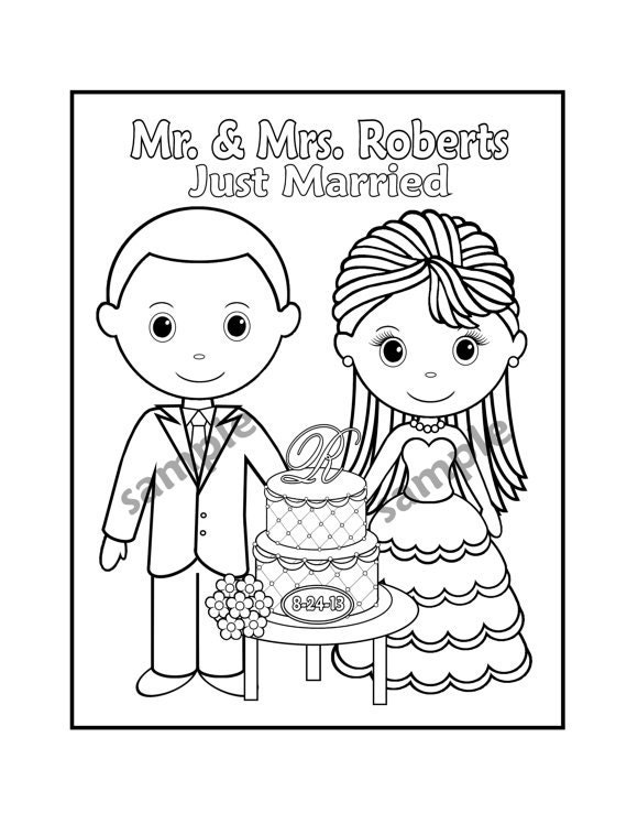 Printable Personalized Wedding coloring activity book Favor