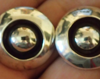 Sterling Button Post Earrings.