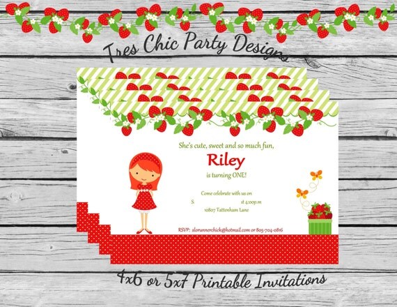 Strawberry birthday invitations strawberry cupcake inspired invitations strawberry printable invitation strawberry invitations strawberry Il_570xn