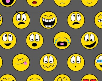 Emoticons Polar Fleece Fabric by Baum Textile Mills by the Yard