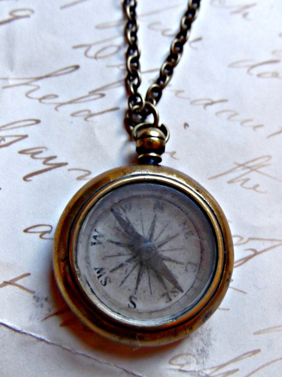 Antique Victorian Working Compass Necklace