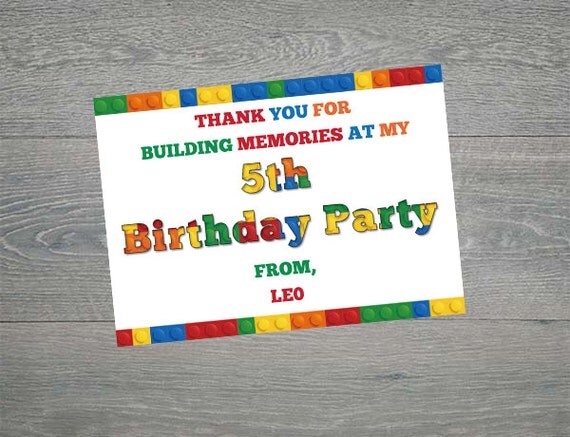Lego Birthday Party thank you tags Printable file by armcarthur