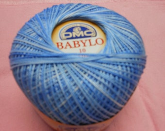 DMC BABYLO crochet thread size 10....varigated blues