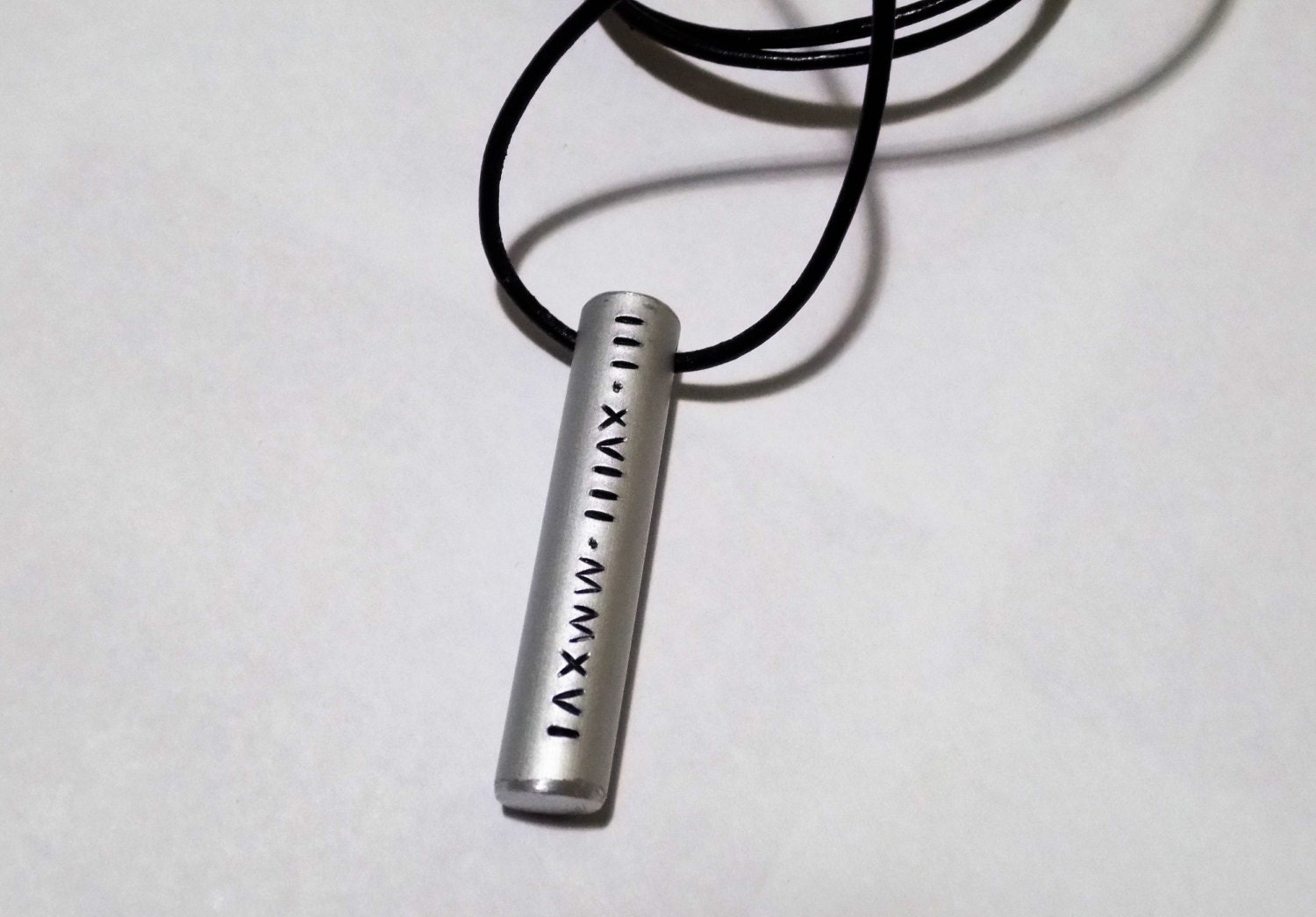 Roman numeral aluminium bar pendant men's by helenshmcreations